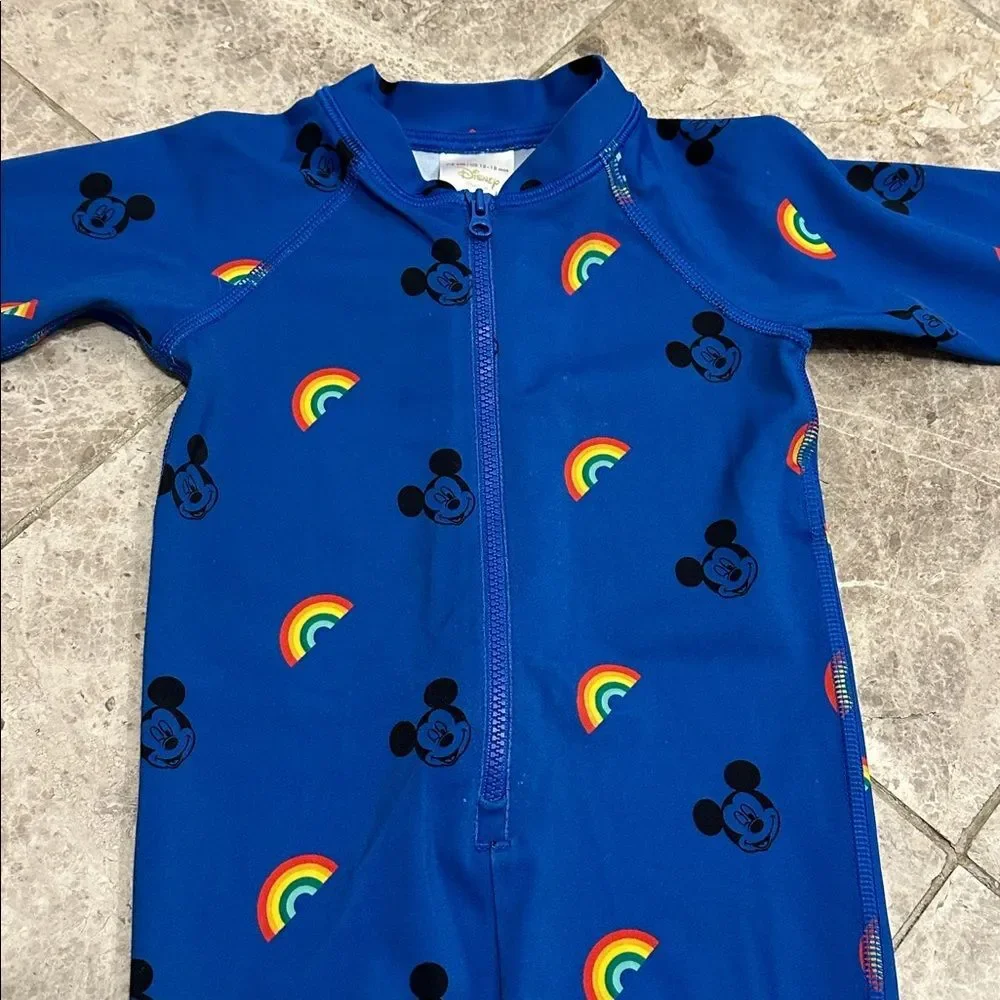 Hanna Andersson Mickey Mouse Disney Rainbow Rashguard 1pc Swimsuit Sz 75 12-18M